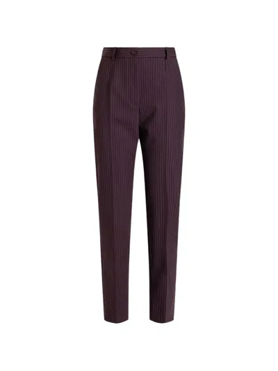 Dolce & Gabbana Striped Belt-loop Trousers In Purple