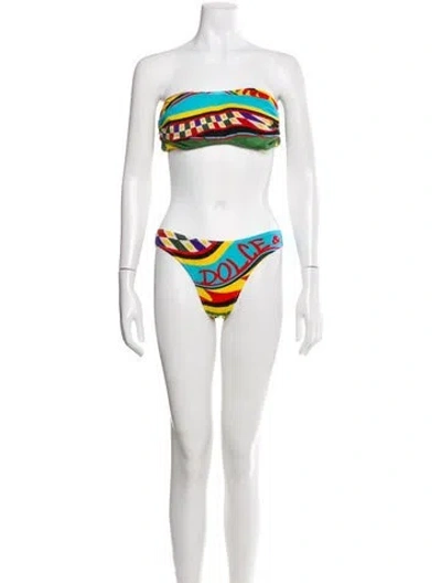 Pre-owned Dolce & Gabbana Striped Bikini In Red