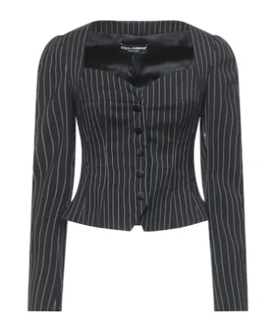 Dolce & Gabbana Striped Blazer In Black