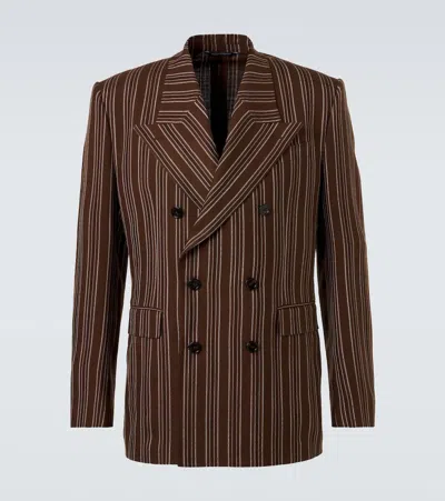Dolce & Gabbana Striped Blazer In Brown