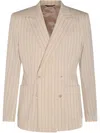Dolce & Gabbana Tailored Pinstripe Blazer With Front Pockets In Neutrals