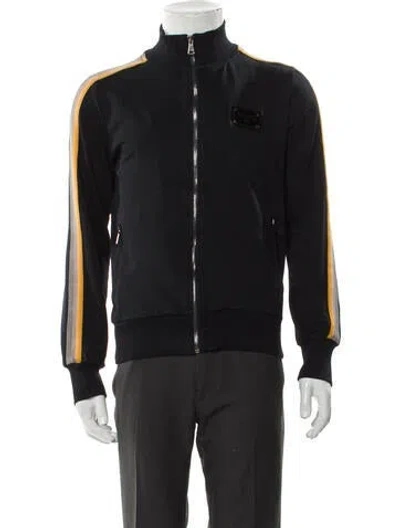 Pre-owned Dolce & Gabbana Striped Bomber Jacket In Black