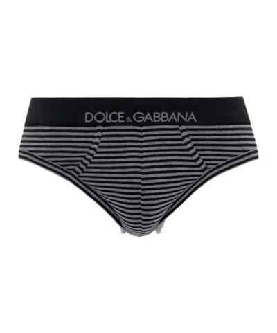 Dolce & Gabbana Striped Briefs Pants In Black
