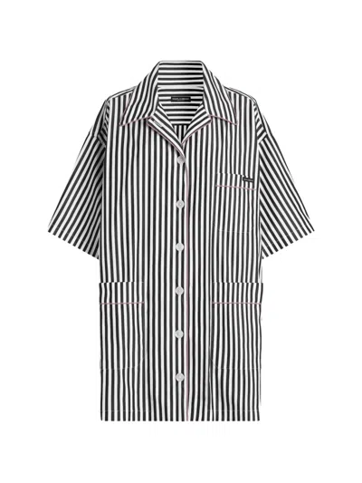 Dolce & Gabbana Striped Buttoned Shirt In Black