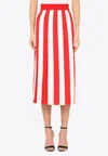 Dolce & Gabbana Striped Cady Midi Skirt In Red