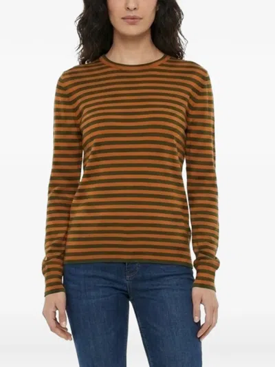 Dolce & Gabbana Striped Cashmere Sweater In Brown