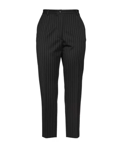 Dolce & Gabbana Tailored Pinstripe Wool Pants In Black