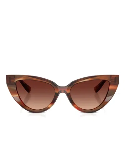 Dolce & Gabbana Striped Cat-eye Sunglasses In Brown