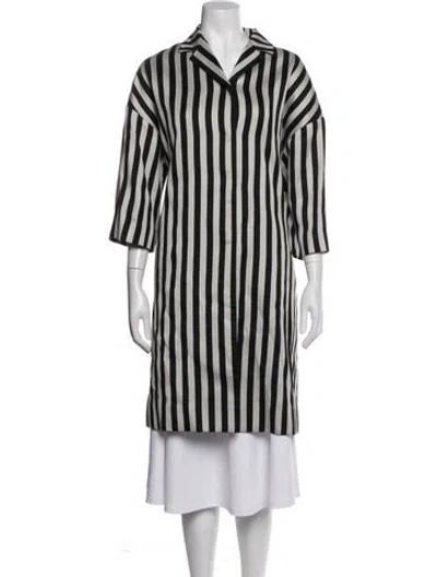 Pre-owned Dolce & Gabbana Striped Coat In Black