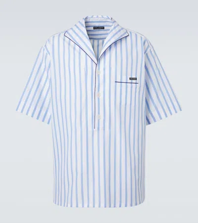 Dolce & Gabbana Look 11 Hawaiian Collar Shirt Blue With Floral Pattern In Cotton Women