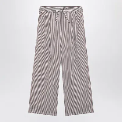 Dolce & Gabbana Striped Cotton And Silk Poplin Shorts In Gray