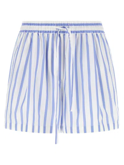 Dolce & Gabbana Striped Cotton Bermuda Shorts In Blue