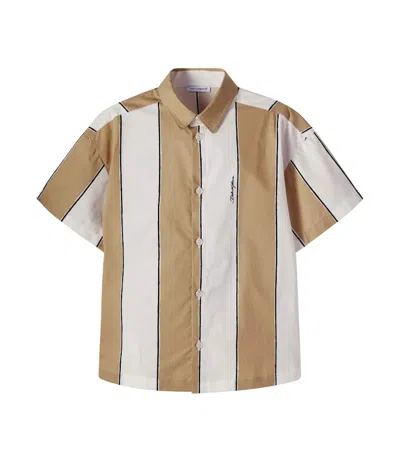 Dolce & Gabbana Kids' Striped Cotton Bowling Shirt In Nude