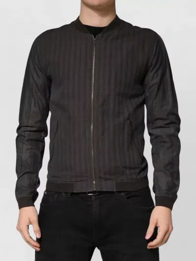 Dolce & Gabbana Striped Cotton Full Zip Bomber Jacket In Brown