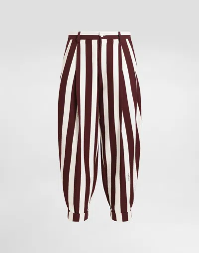 Dolce & Gabbana Striped Cotton Jacquard Pants With Double Darts In Multicolor