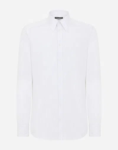 Dolce & Gabbana Striped Cotton Martini-fit Shirt In Multicolor
