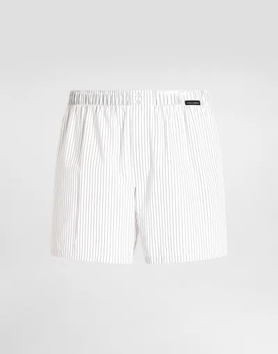 Dolce & Gabbana Striped Cotton Poplin Boxer Shorts In Multi