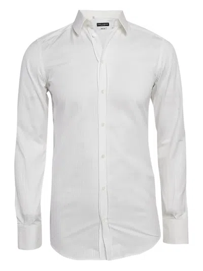 Pre-owned Dolce & Gabbana Striped Cotton Shirt In White