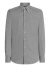 Dolce & Gabbana Striped Cotton Shirt Button-down Collar In Gray