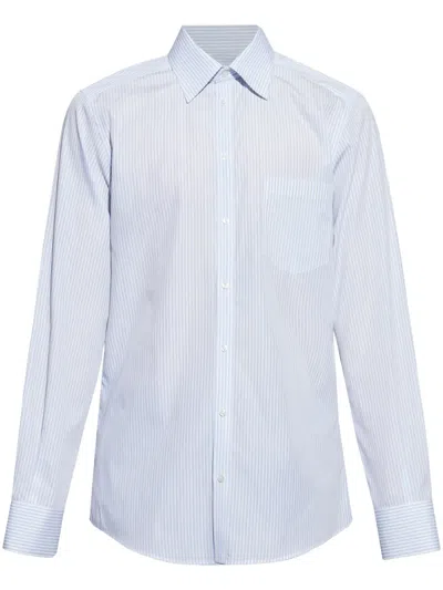 Dolce & Gabbana Striped Cotton Shirt In Blue