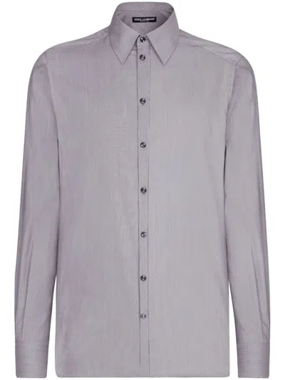 Dolce & Gabbana Striped Cotton Shirt In Blue