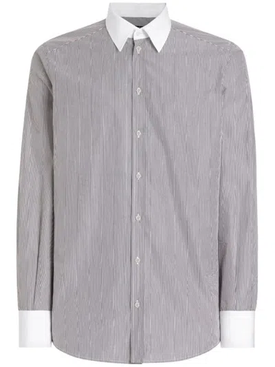 Dolce & Gabbana Striped Cotton Shirt In Blue