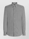 Dolce & Gabbana Striped Cotton Shirt Button-down Collar In Gray