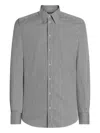 Dolce & Gabbana Striped Cotton Shirt Button-down Collar In Gray