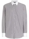 Dolce & Gabbana Striped Cotton Poplin Shirt In Grey