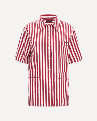 Dolce & Gabbana Multicolor Cotton Pattern Shirt In Red