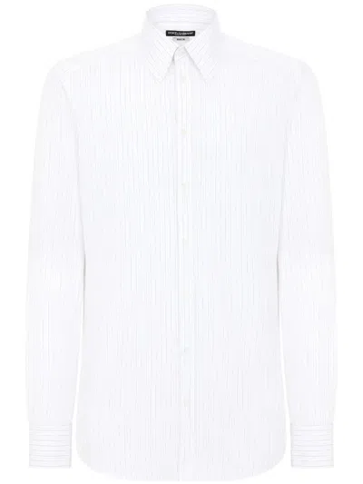 Dolce & Gabbana Striped Cotton Shirt In White