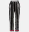 Dolce & Gabbana Striped Cotton Straight Pants In Black