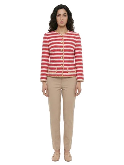 Dolce & Gabbana Striped Cotton-blend Jacket In Red