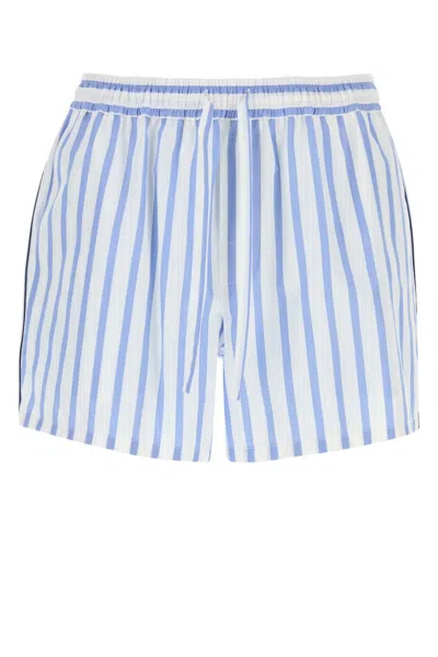 Dolce & Gabbana Striped Cotton-silk Poplin Bermuda Shorts In Blue