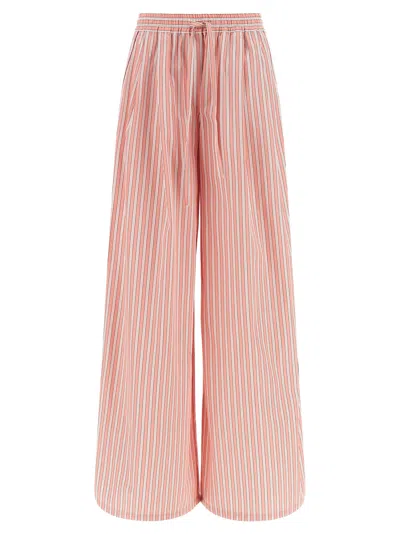 Dolce & Gabbana Striped Cotton-silk Poplin Trousers In Coral