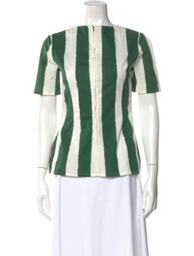 Pre-owned Dolce & Gabbana Striped Crew Neck Blouse In Green