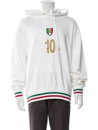 Pre-owned Dolce & Gabbana Striped Crew Neck Hoodie In White