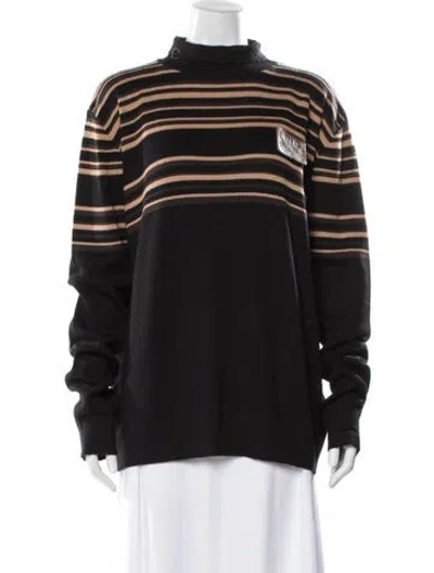 Pre-owned Dolce & Gabbana Striped Crew Neck Sweater In Black