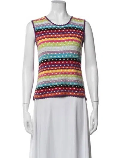 Pre-owned Dolce & Gabbana Striped Crew Neck Sweater In White