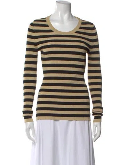 Pre-owned Dolce & Gabbana Striped Crew Neck Top In Gold