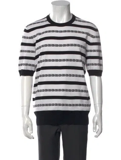 Pre-owned Dolce & Gabbana Striped Crew Neck T-shirt In Black/white