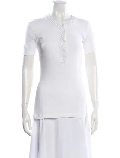 Pre-owned Dolce & Gabbana Striped Crew Neck T-shirt In White