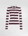 Dolce & Gabbana Striped Crew-neck Viscose Cardigan In Multicolor