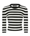 Dolce & Gabbana Striped Cropped Jumper In Black