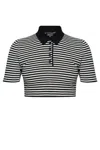 Dolce & Gabbana Women Striped Cropped Polo Shirt In Black