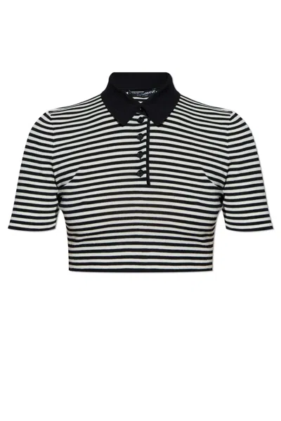 DOLCE & GABBANA DOLCE  GABBANA STRIPED CROPPED KNITTED TOP