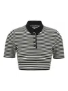 Dolce & Gabbana Women Striped Cropped Polo Shirt In White