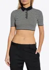Dolce & Gabbana Women Striped Cropped Polo Shirt In Black