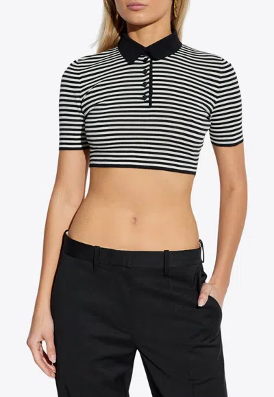 DOLCE & GABBANA STRIPED CROPPED POLO T-SHIRT