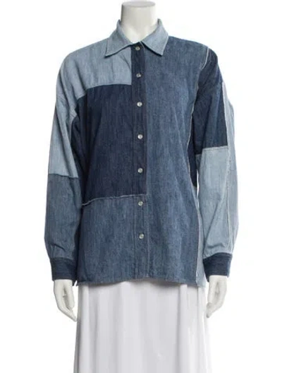 Pre-owned Dolce & Gabbana Striped Denim Jacket In Blue